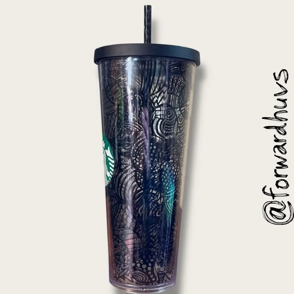 2014 Starbucks Black Circle Acrylic Venti Tumbler - Replacement Straw